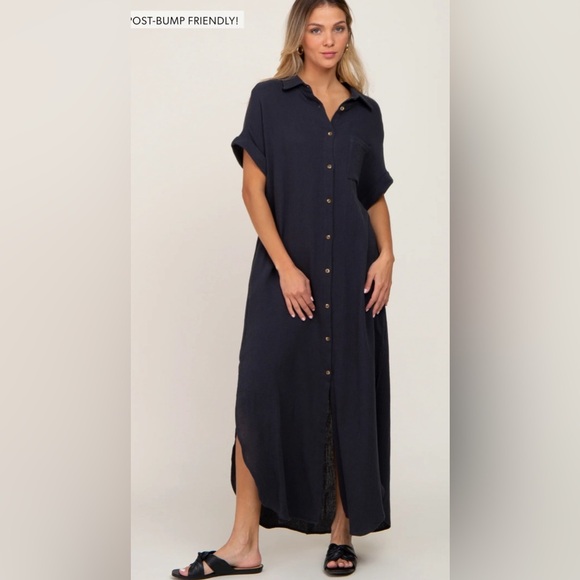 Pinkblush gauzy cotton button down shirt dress maxi nwt - Picture 4 of 5